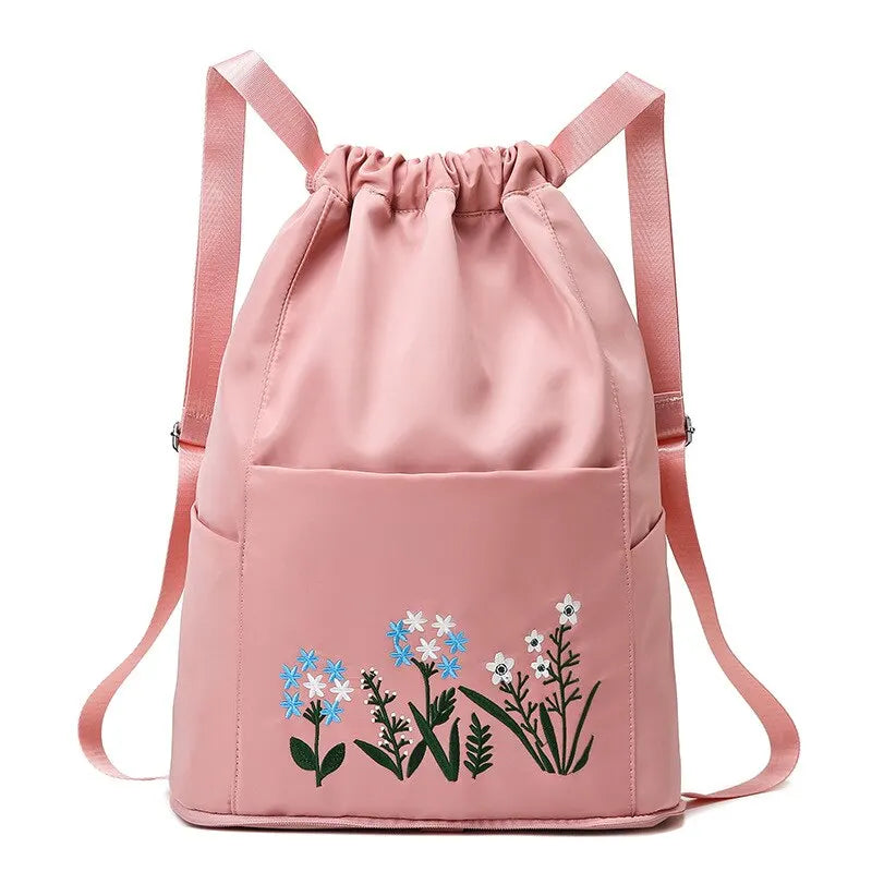 Women's Drawstring Backpack Folding Soft Multifunction Portable Fashion Women Travel Shopping Handbag