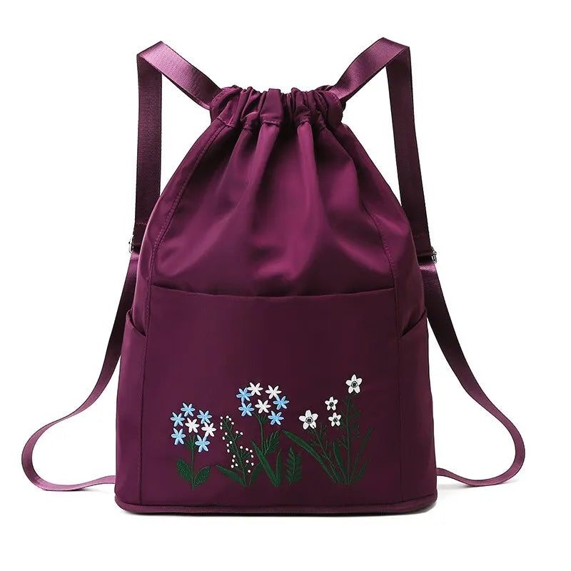 Women's Drawstring Backpack Folding Soft Multifunction Portable Fashion Women Travel Shopping Handbag