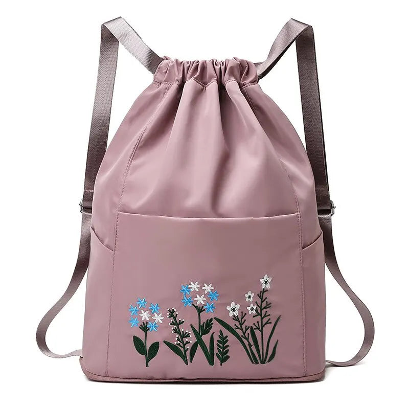 Women's Drawstring Backpack Folding Soft Multifunction Portable Fashion Women Travel Shopping Handbag