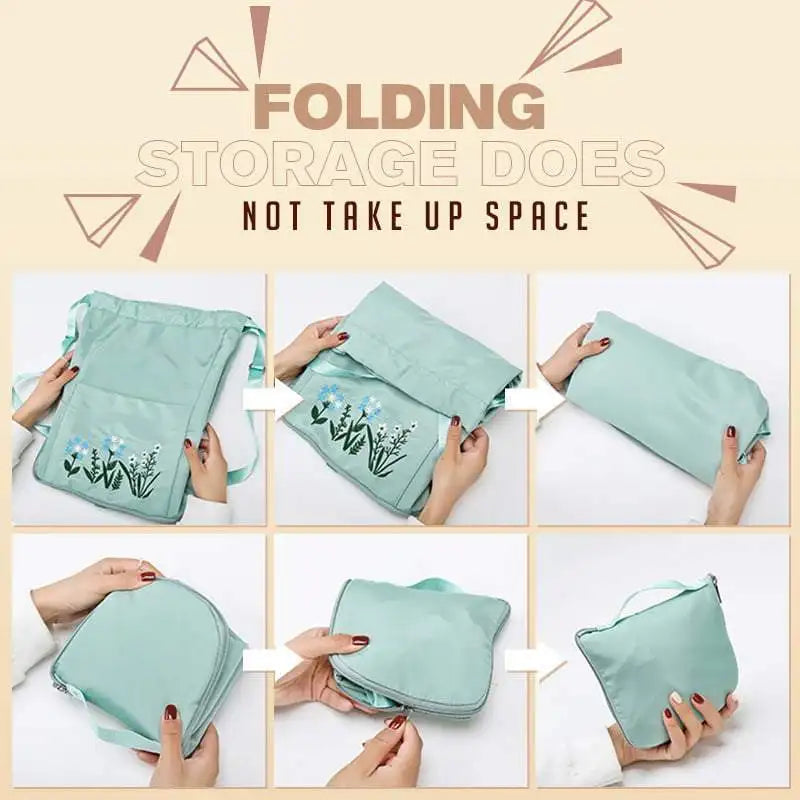 Women's Drawstring Backpack Folding Soft Multifunction Portable Fashion Women Travel Shopping Handbag