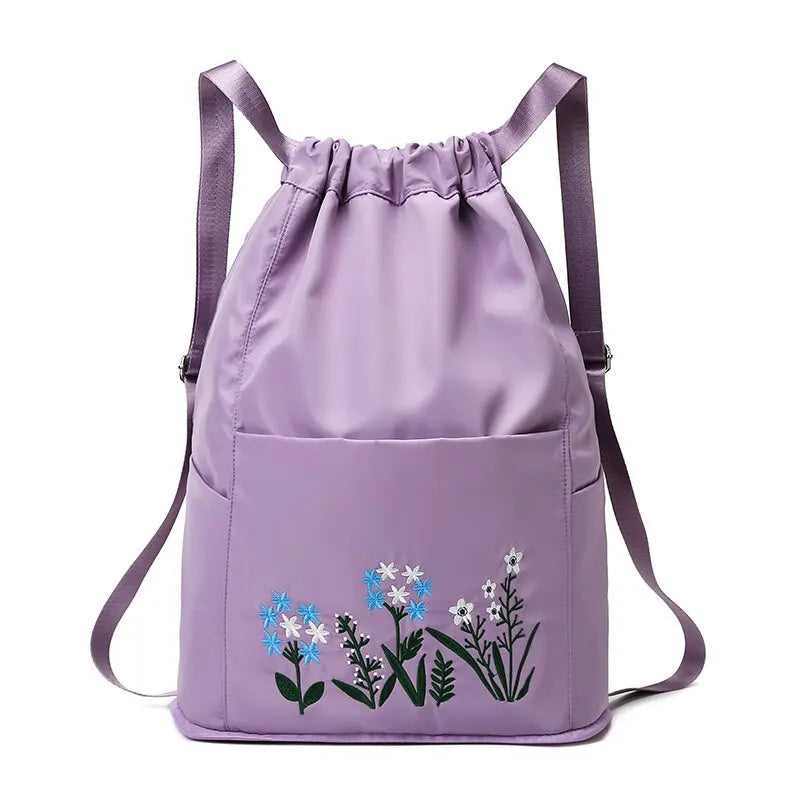 Women's Drawstring Backpack Folding Soft Multifunction Portable Fashion Women Travel Shopping Handbag