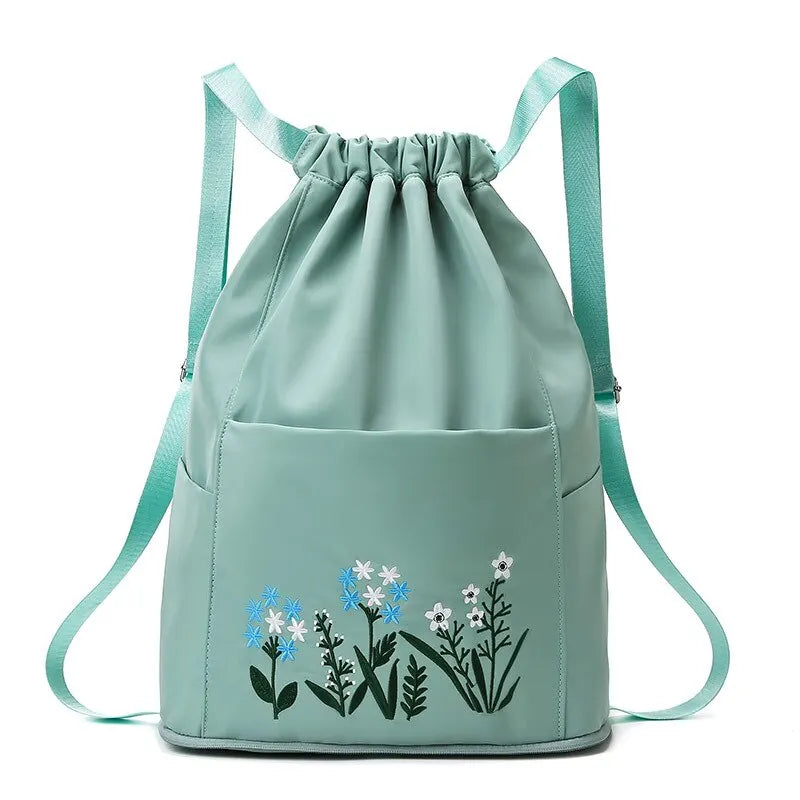 Women's Drawstring Backpack Folding Soft Multifunction Portable Fashion Women Travel Shopping Handbag