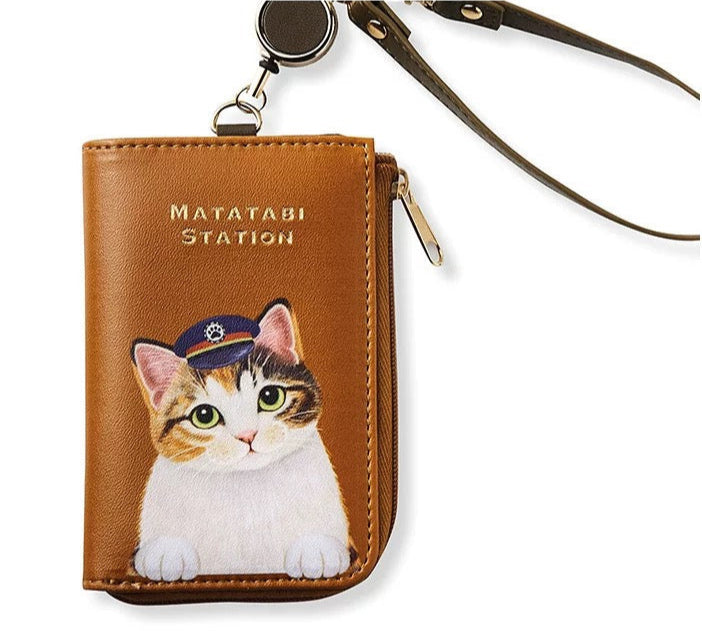 Creative cat card holder coin purse stretchable bus card holder key storage bag