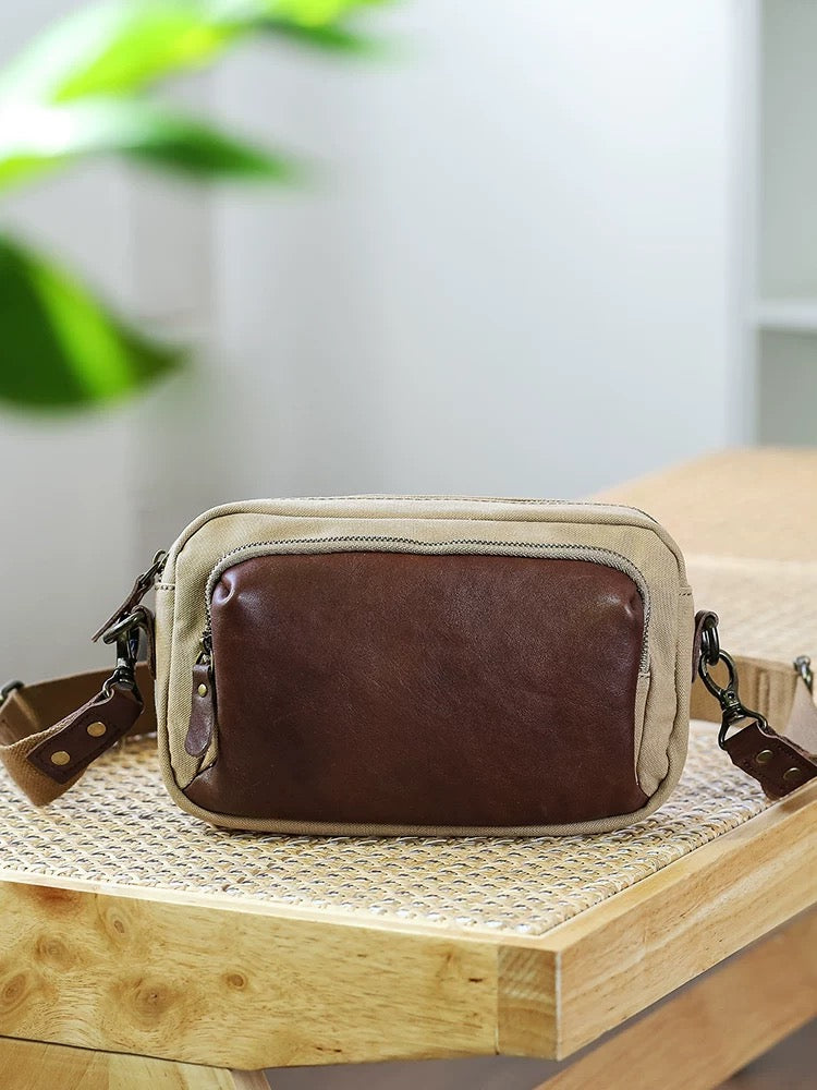 Small Canvas Bag Women's Shoulder Crossbody Chest Bag Simple Casual Bag