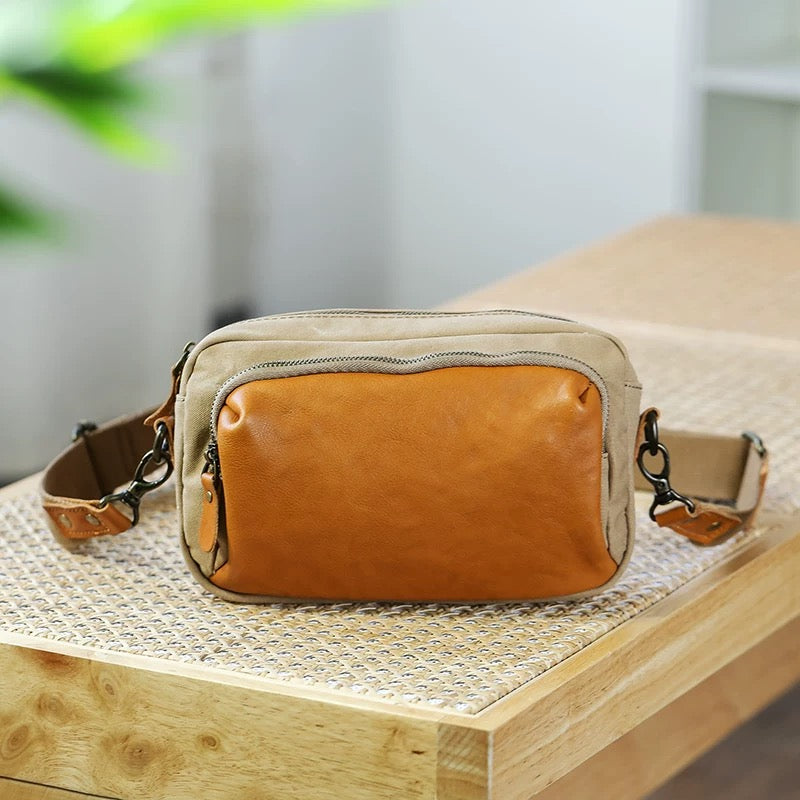 Small Canvas Bag Women's Shoulder Crossbody Chest Bag Simple Casual Bag