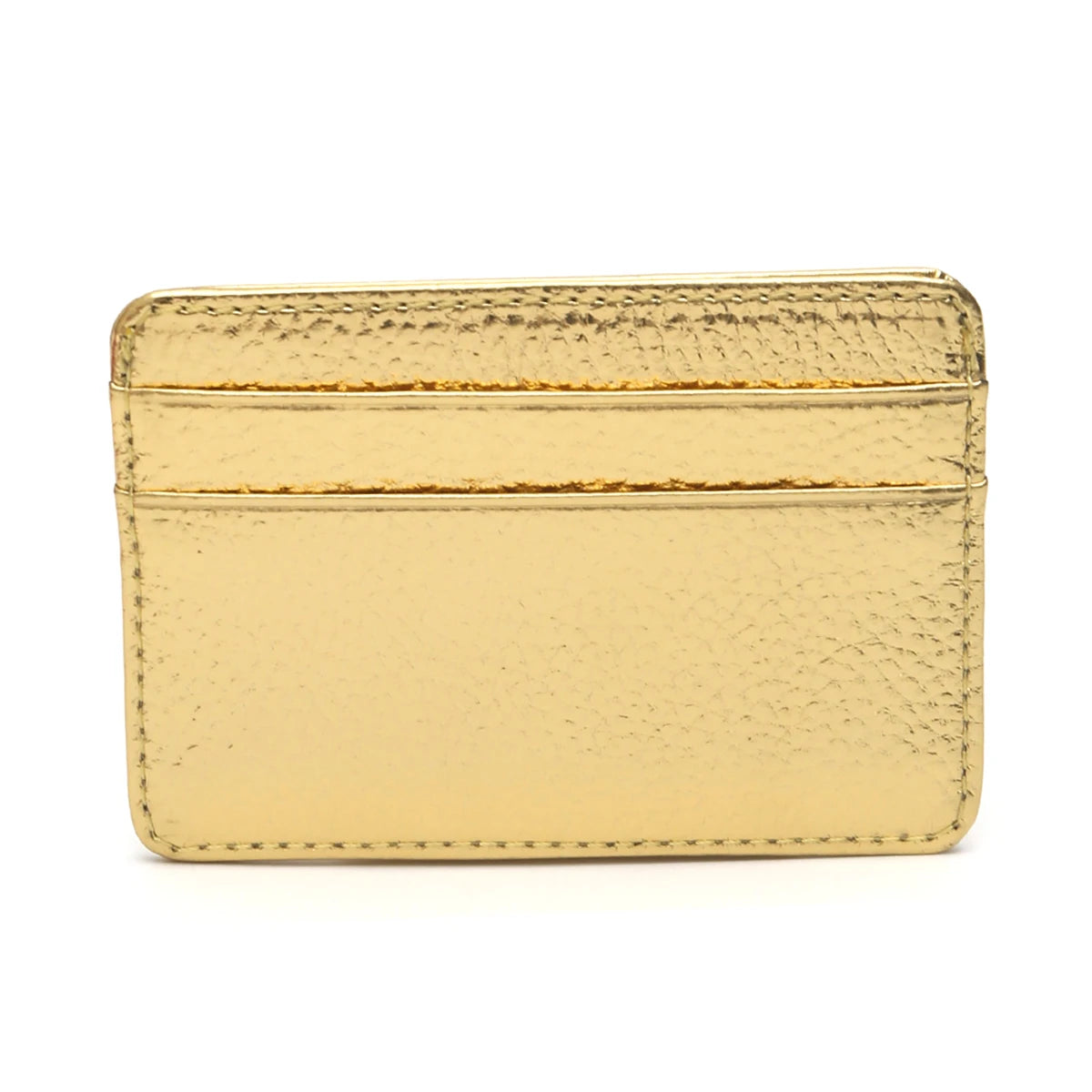 Luxury Metallic PU Vegan Leather Contrast Color RFID Thin Short Wallet Card holders