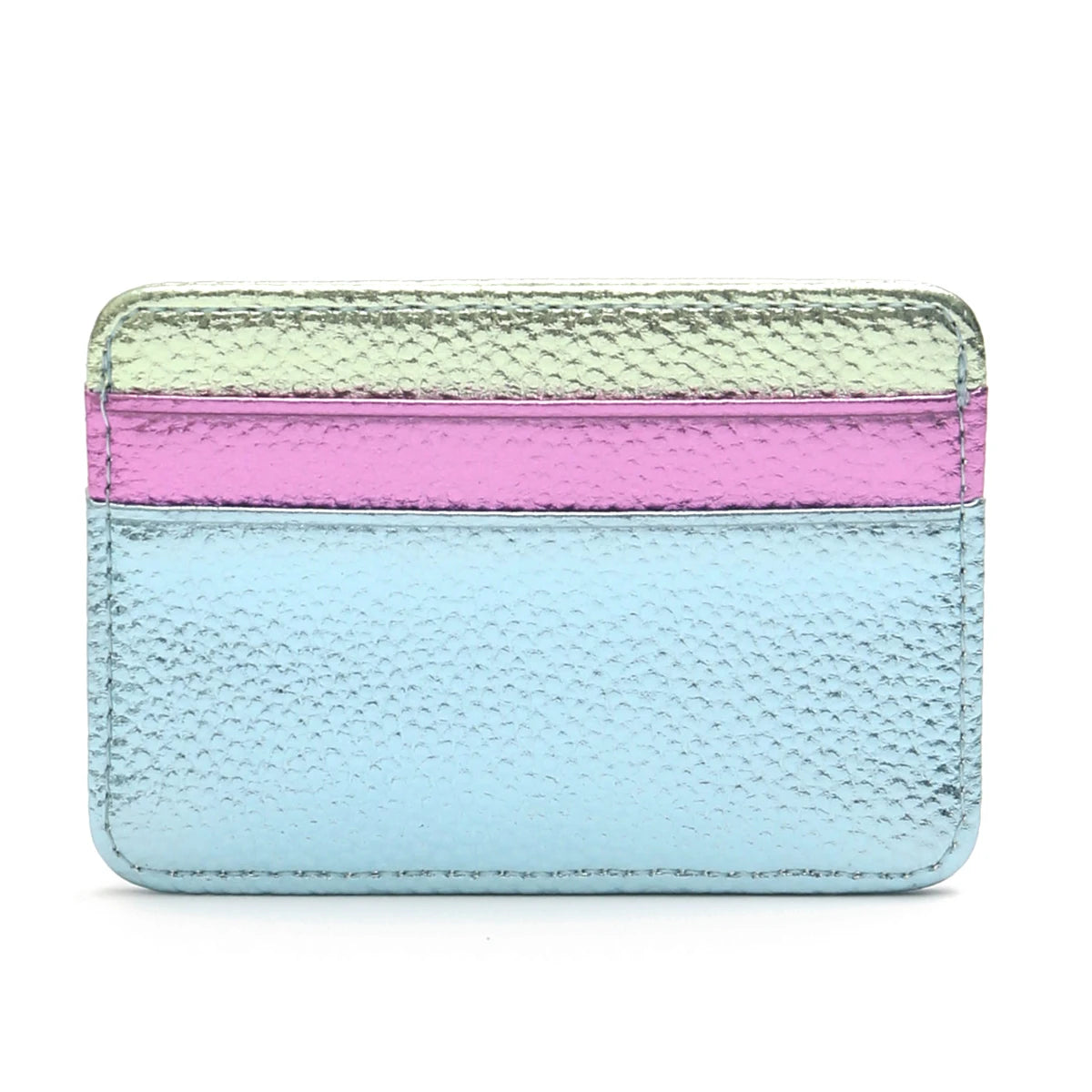 Luxury Metallic PU Vegan Leather Contrast Color RFID Thin Short Wallet Card holders