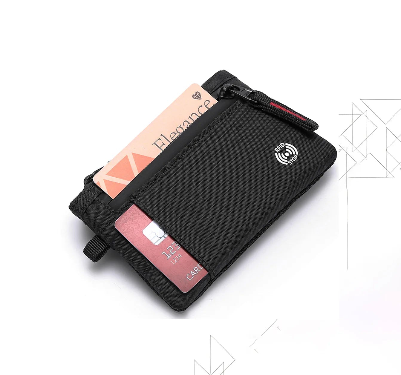 Men Credit Card Holder Nylon Slim Purse Zipper Key Card Case