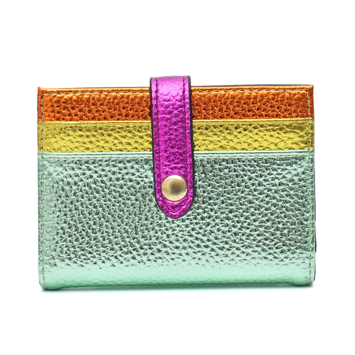 Fashion Metallic Color Block PU Leather Credit Card Holder