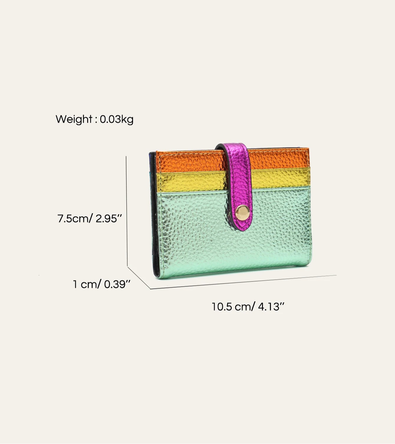 Fashion Metallic Color Block PU Leather Credit Card Holder