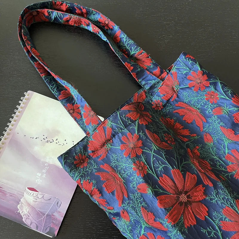Tote Shoulder Bag for Women Floral Pattern Ladies Shopping Bag