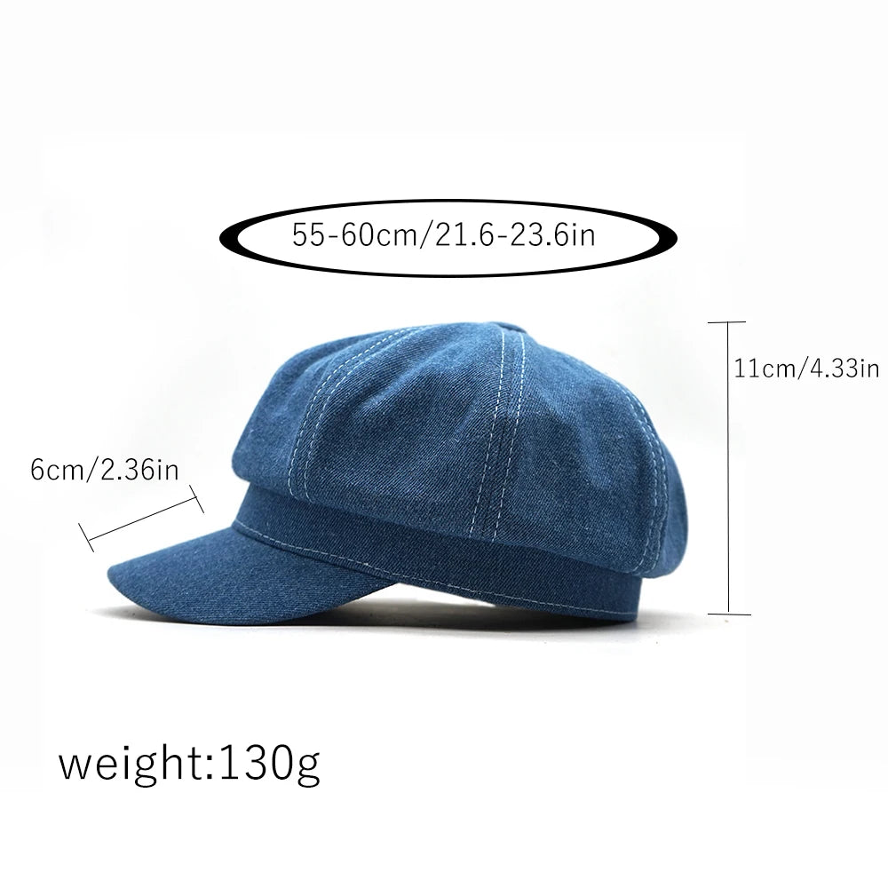 Women Leisure Hat Ladies Denim Beret Hat Cowboy Cap
