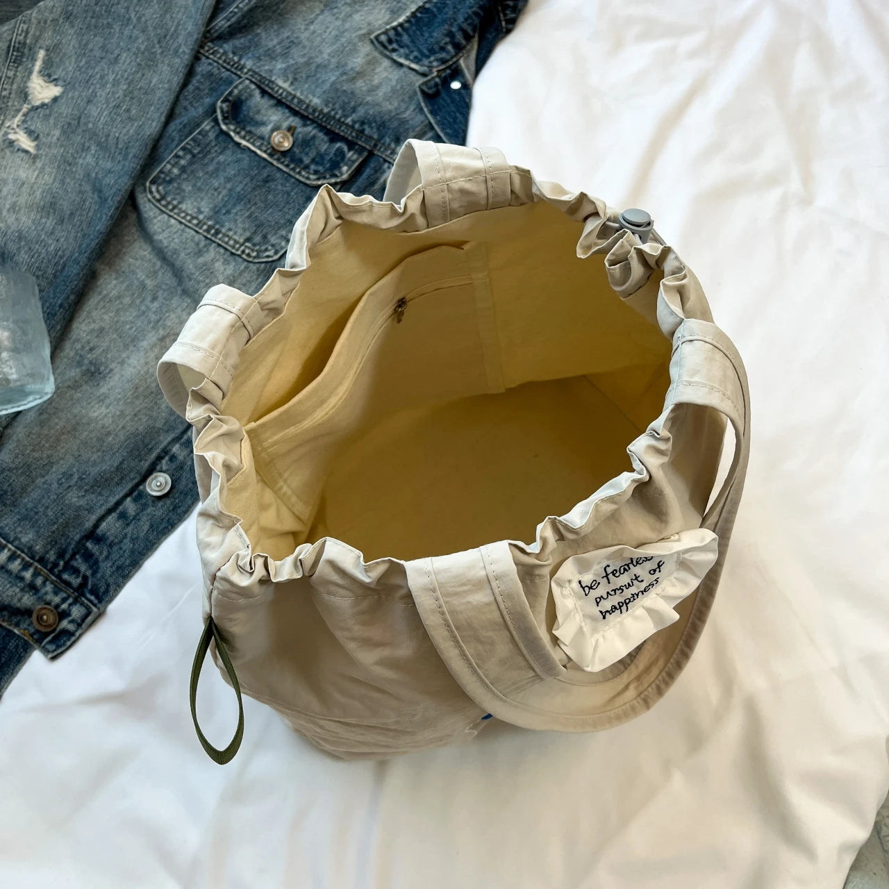 Embroidery flower tote bag