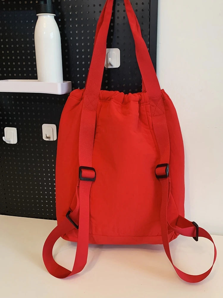 Solid Large Capacity Backpacks Strap-on Canvas for Women Fashion Softback