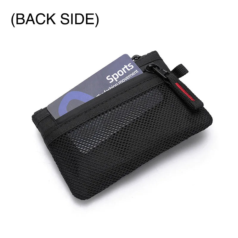 Men Credit Card Holder Nylon Slim Purse Zipper Key Card Case