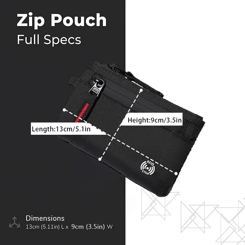 Men Credit Card Holder Nylon Slim Purse Zipper Key Card Case