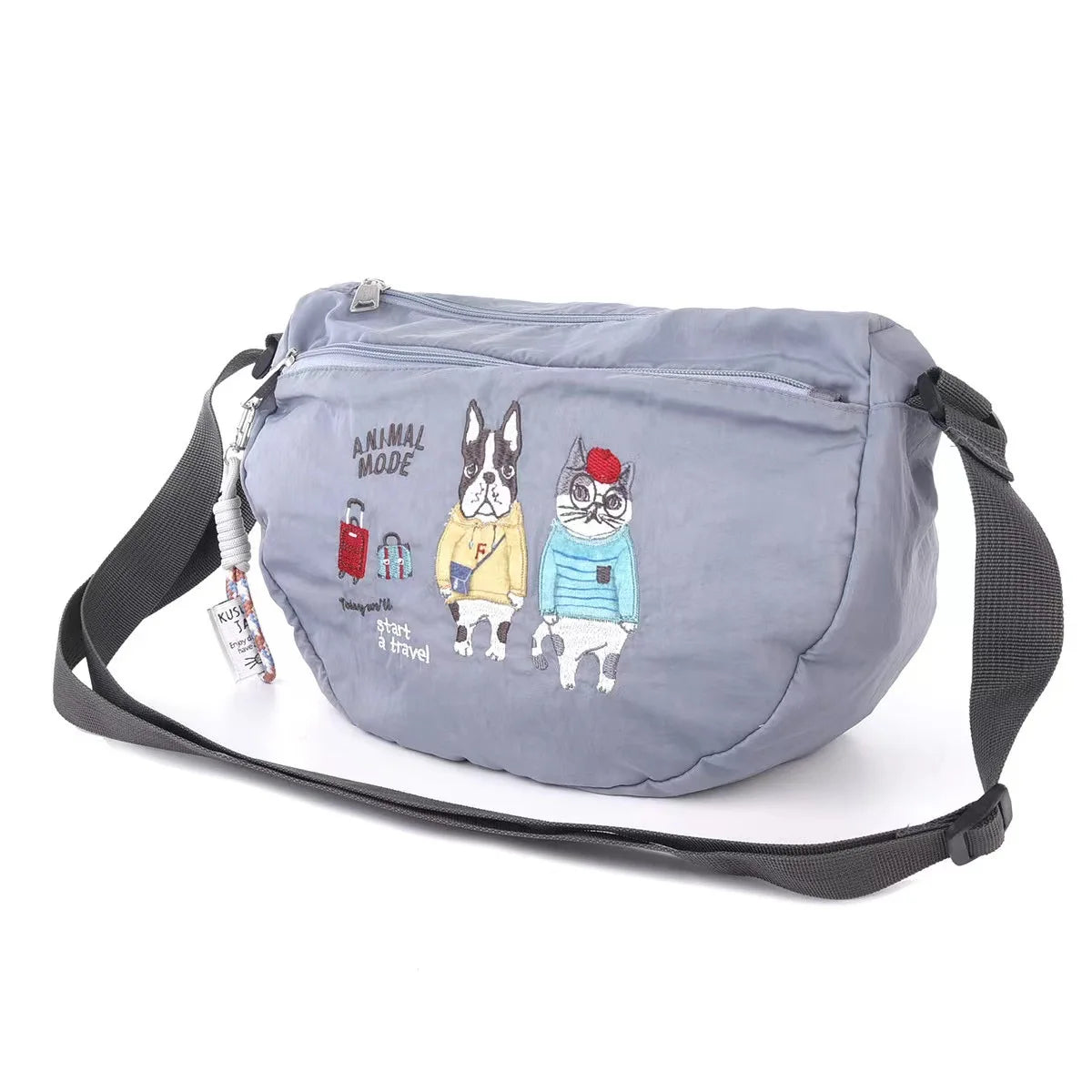 Embroidery Dog and Cat Crossbody Bag Handbag