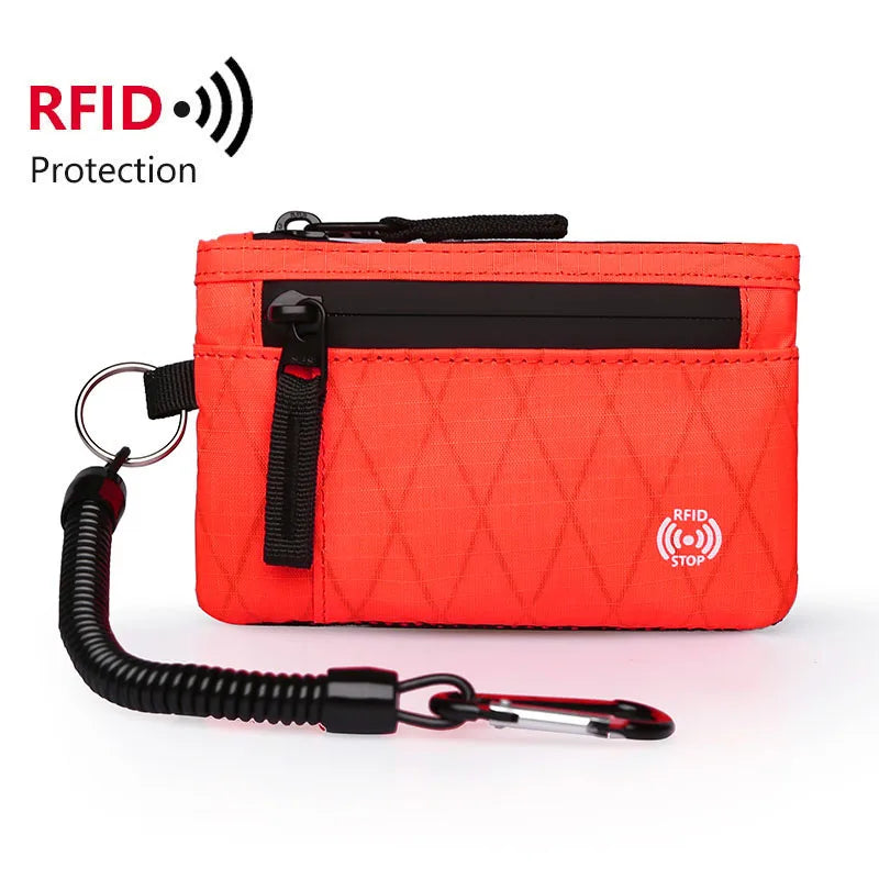 Men Credit Card Holder Nylon Slim Purse Zipper Key Card Case