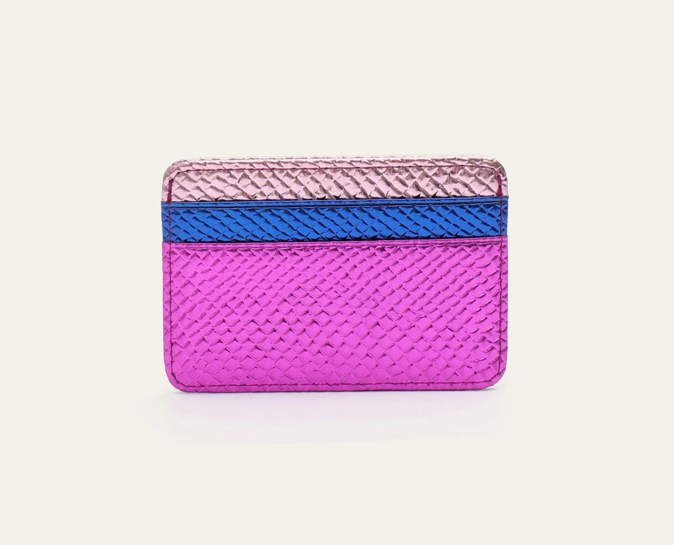 Luxury Metallic PU Vegan Leather Contrast Color RFID Thin Short Wallet Card holders