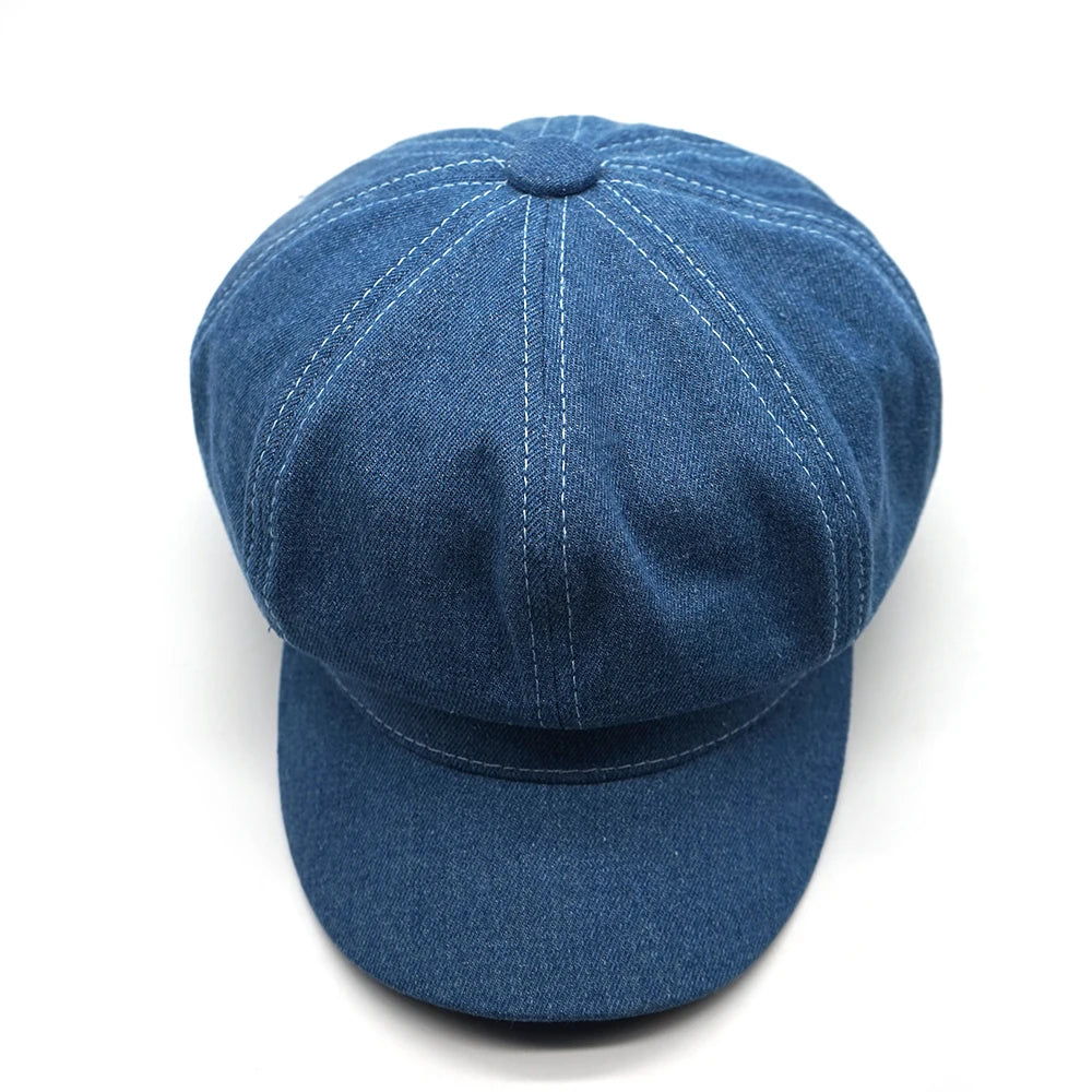 Women Leisure Hat Ladies Denim Beret Hat Cowboy Cap