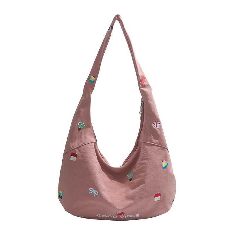 Embroidery Prints Shoulder Bags Large Capacity Simple Women's Bags