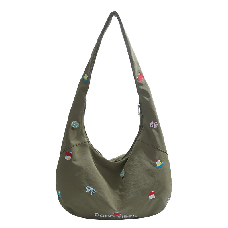 Embroidery Prints Shoulder Bags Large Capacity Simple Women's Bags