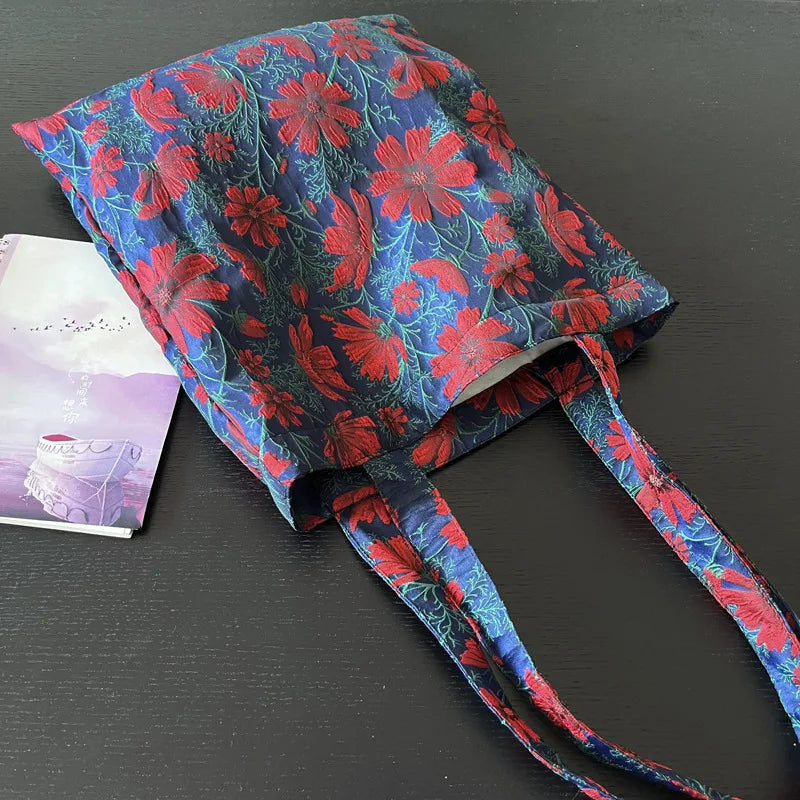 Tote Shoulder Bag for Women Floral Pattern Ladies Shopping Bag