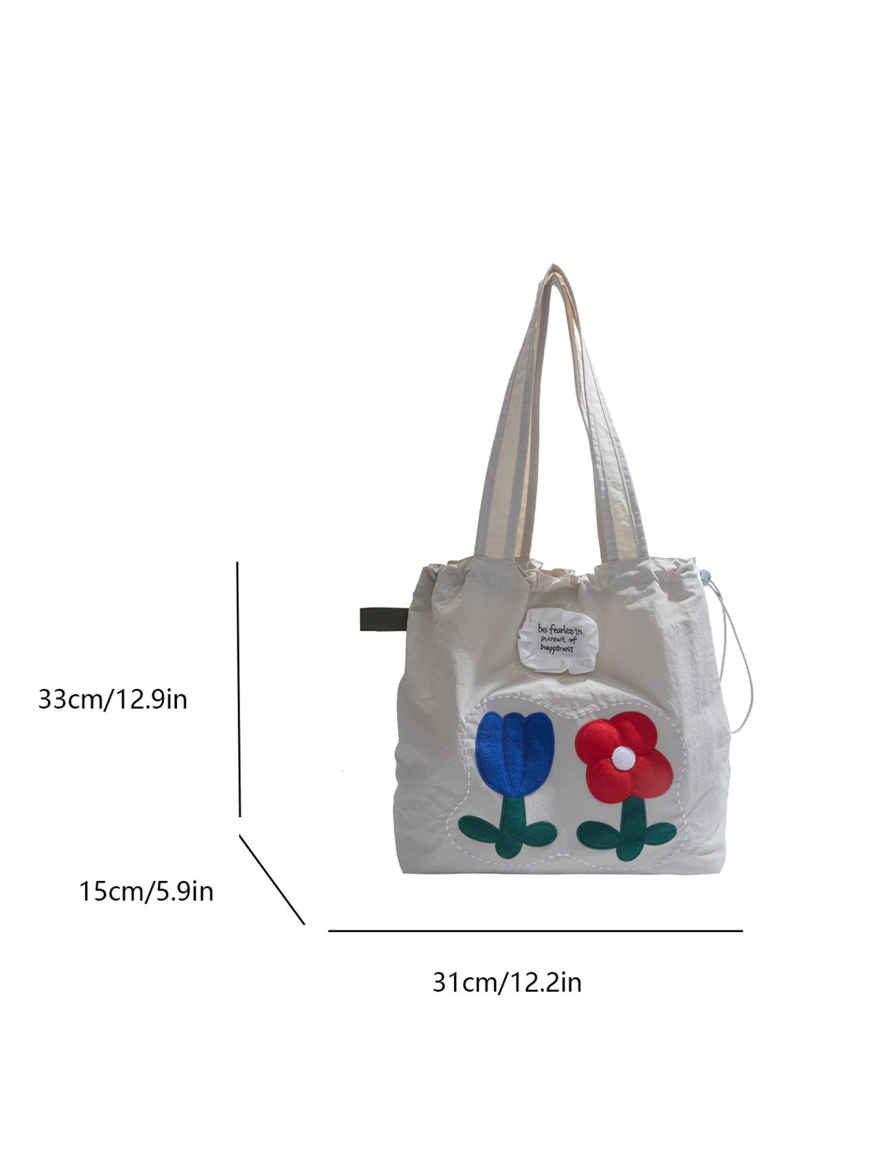 Embroidery flower tote bag