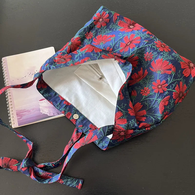 Tote Shoulder Bag for Women Floral Pattern Ladies Shopping Bag
