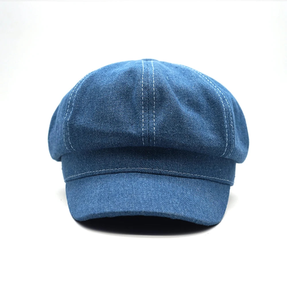 Women Leisure Hat Ladies Denim Beret Hat Cowboy Cap