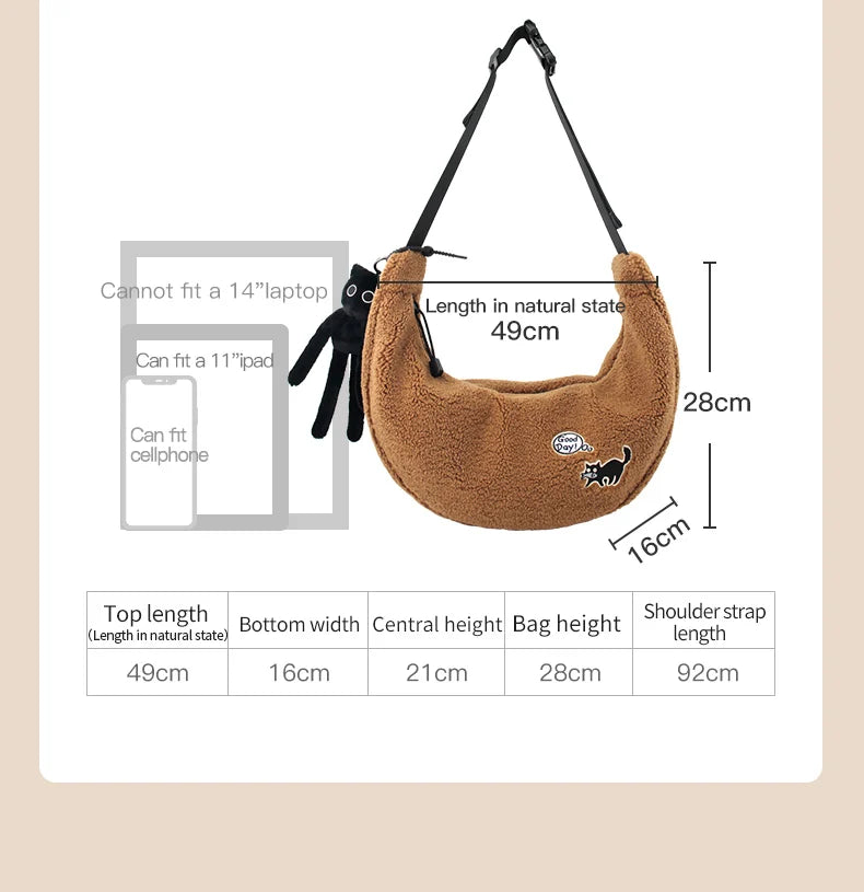 Good Day Women's Bag Plush Winter Shoulder Crossbody Fashion Trend Lightweight Bags