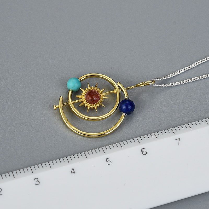 925 Sterling Silver Jewelry Solar System Pendant without Necklace for Women