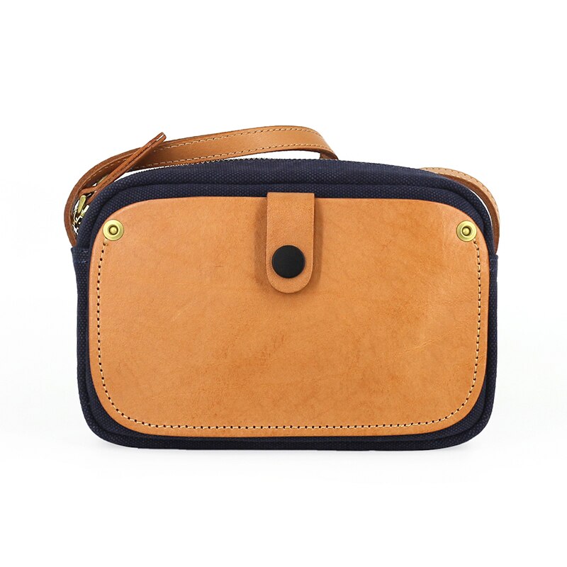 Mini Messenger Bags Ladies Canvas & Genuine Leather Casual Women Phone Bags