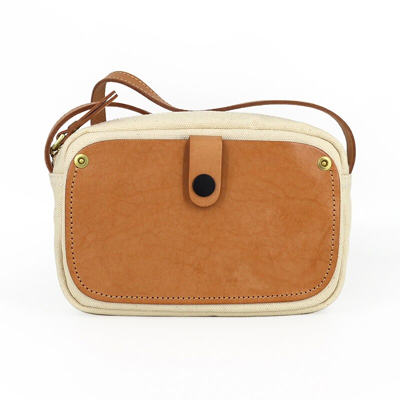 Mini Messenger Bags Ladies Canvas & Genuine Leather Casual Women Phone Bags