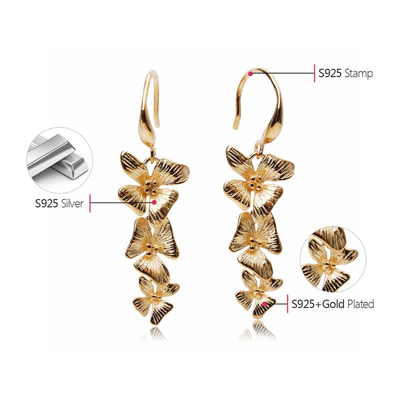925 Sterling Silver Jewelry Flowers Earrings for Women