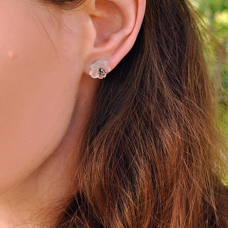 925 Sterling Silver Earrings Crystal Jewelry Flower Earrings for Women