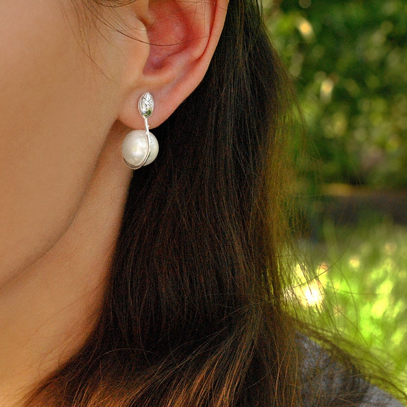 925 Sterling Silver Earrings Jewelry Flower Pearl Earrings for Women