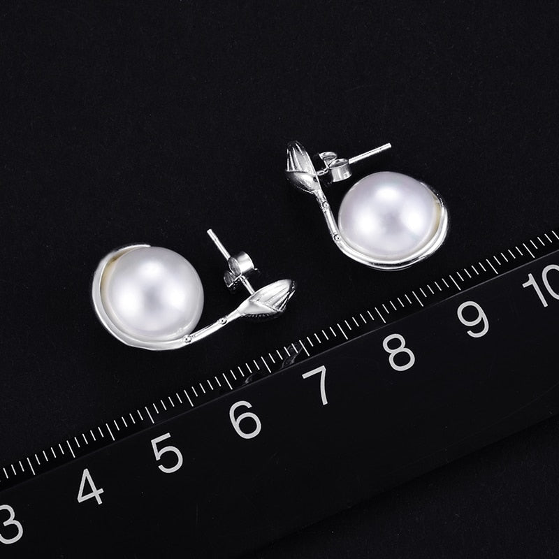 925 Sterling Silver Earrings Jewelry Flower Pearl Earrings for Women