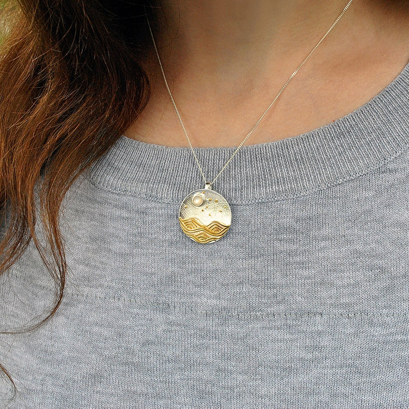 925 Sterling Silver Shell Jewelry The Moonlight Pendant without Chain for Women