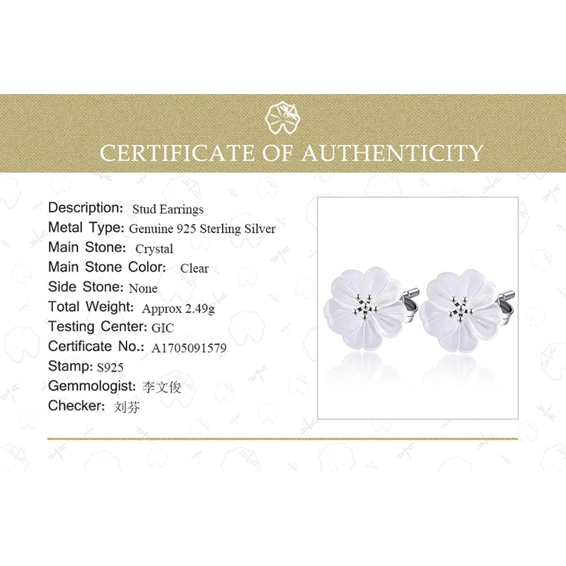 925 Sterling Silver Earrings Crystal Jewelry Flower Earrings for Women