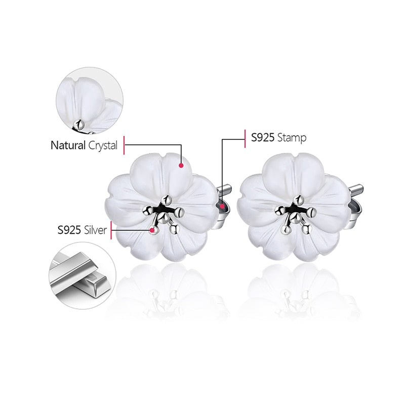 925 Sterling Silver Earrings Crystal Jewelry Flower Earrings for Women