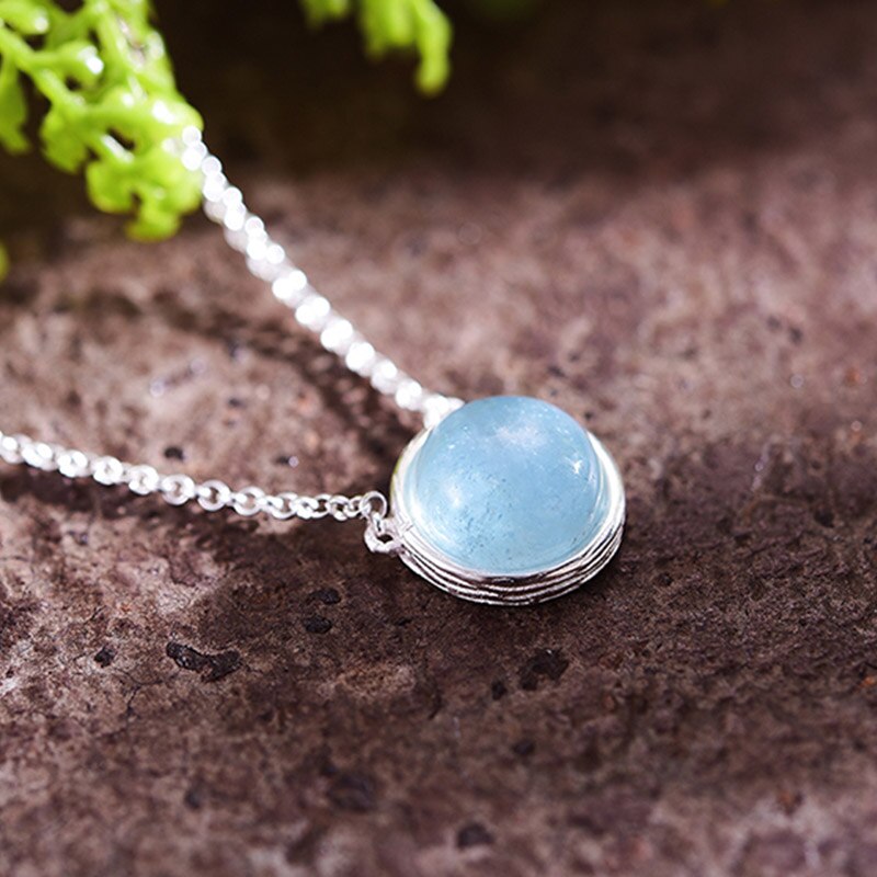 925 Sterling Silver Jewelry Natural Gemstones Pendant Necklace for Women