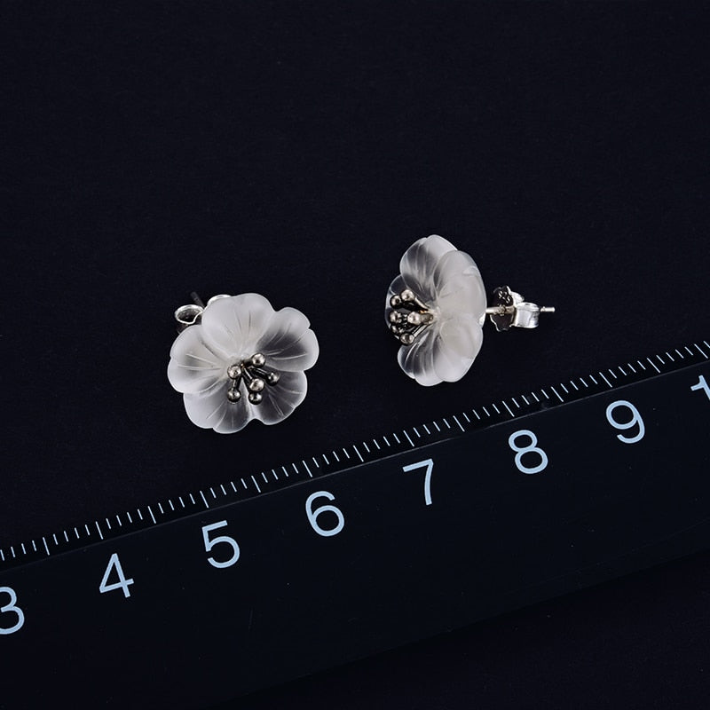 925 Sterling Silver Earrings Crystal Jewelry Flower Earrings for Women
