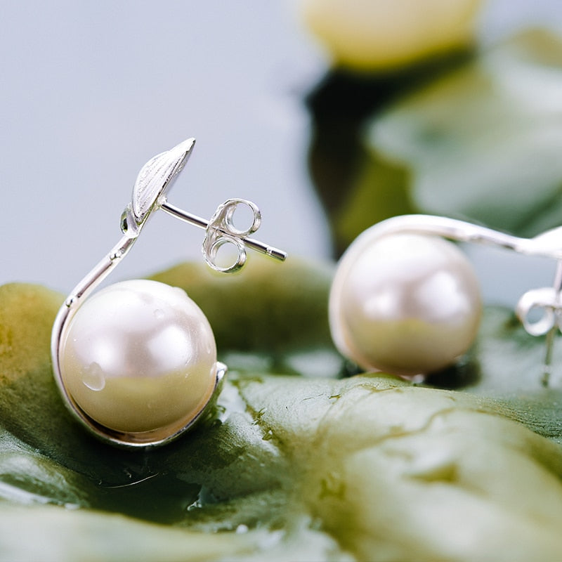 925 Sterling Silver Earrings Jewelry Flower Pearl Earrings for Women