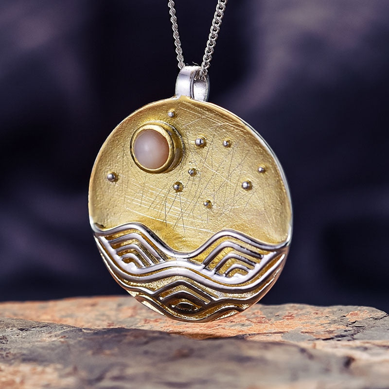 925 Sterling Silver Shell Jewelry The Moonlight Pendant without Chain for Women