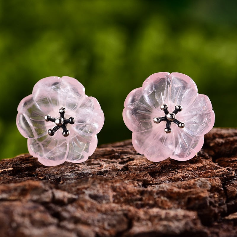 925 Sterling Silver Earrings Crystal Jewelry Flower Earrings for Women