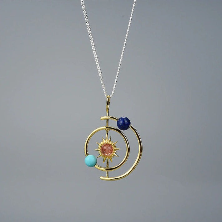 925 Sterling Silver Jewelry Solar System Pendant without Necklace for Women