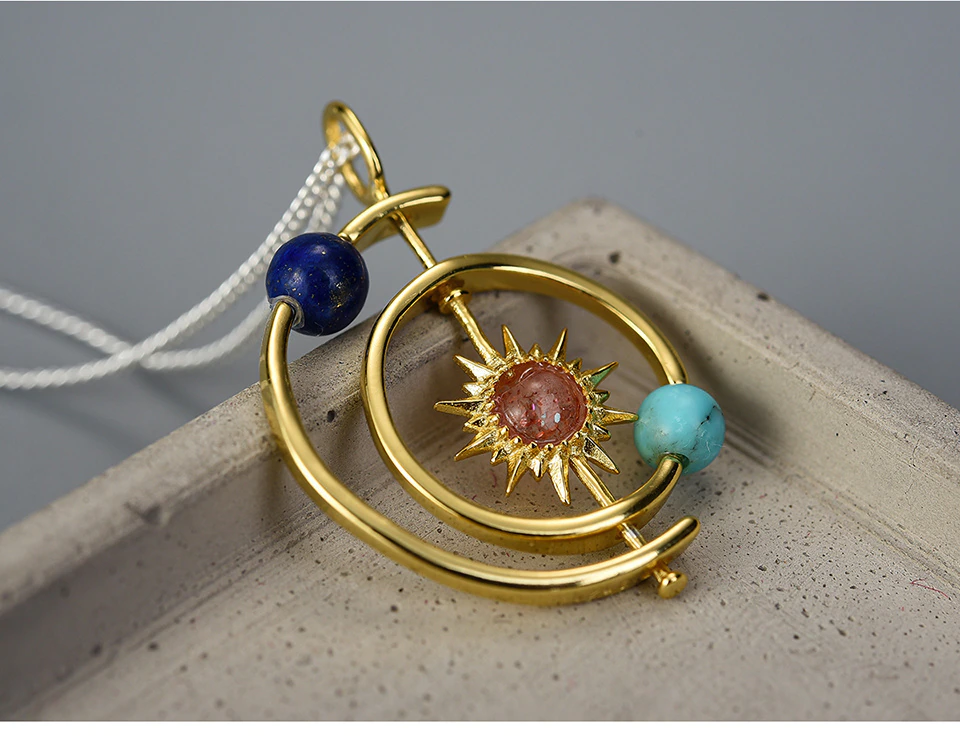 925 Sterling Silver Jewelry Solar System Pendant without Necklace for Women