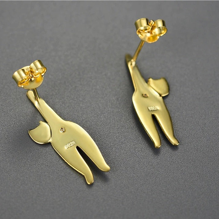 Kitten Cat Stud Earrings for Women 925 Sterling Silver Jewelry
