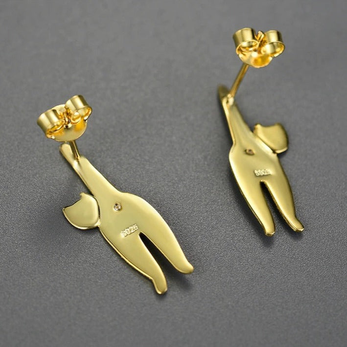 Kitten Cat Stud Earrings for Women 925 Sterling Silver Jewelry